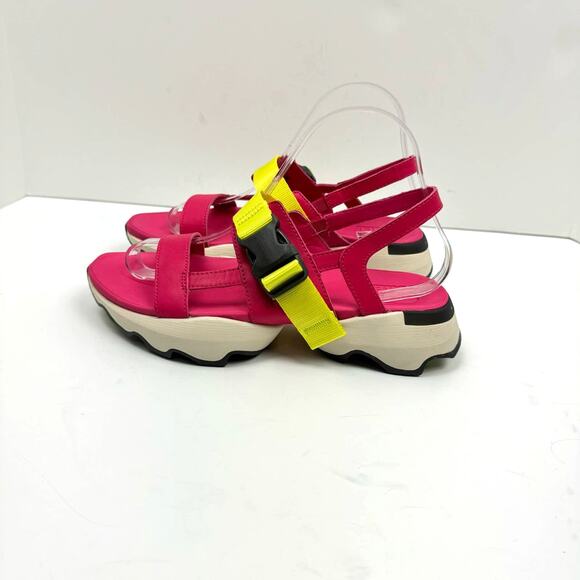 NEW Sorel Kinetic Impact Pink & Neon Yellow Outdoor Performance Sling Sandals - Picture 7 of 11